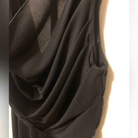 BLACK Sleeveless Mini Dress with Ruched Top & T Back Strap (Evening Wear) - Picture 5 of 12